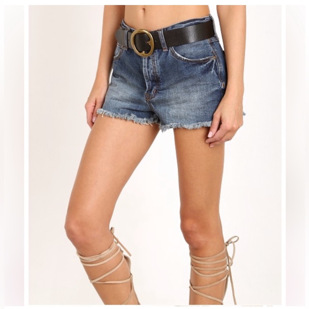 Free People Uptown Harbor Rock Denim Shorts Size 0